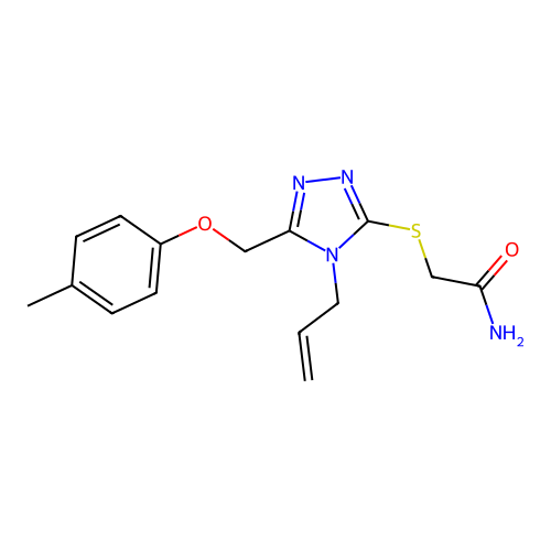 2-((4-allyl-5-((p-tolyloxy)methyl)-4H-1,2,4-triazol-3-yl)thio)acetamide structure