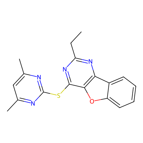4-[(4,6-Dimethylpyrimidin-2-yl)sulfanyl]-2-ethyl[1]benzofuro[3,2-d]pyrimidine structure