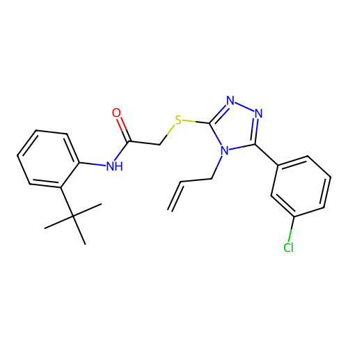 N-(2-tert-butylphenyl)-2-{[5-(3-chlorophenyl)-4-(prop-2-en-1-yl)-4H-1,2,4-triazol-3-yl]sulfanyl}acetamide structure