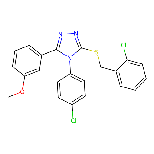 4-(4-chlorophenyl)-3-[(2-chlorophenyl)methylsulfanyl]-5-(3-methoxyphenyl)-1,2,4-triazole structure