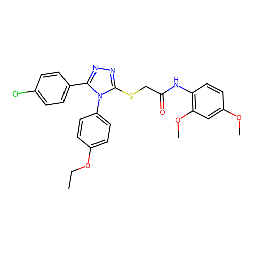 2-{[5-(4-chlorophenyl)-4-(4-ethoxyphenyl)-4H-1,2,4-triazol-3-yl]sulfanyl}-N-(2,4-dimethoxyphenyl)acetamide structure