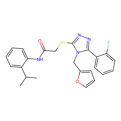2-{[5-(2-fluorophenyl)-4-(furan-2-ylmethyl)-4H-1,2,4-triazol-3-yl]sulfanyl}-N-[2-(propan-2-yl)phenyl]acetamide structure