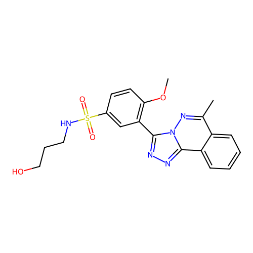 N-(3-hydroxypropyl)-4-methoxy-3-(6-methyl-[1,2,4]triazolo[3,4-a]phthalazin-3-yl)benzenesulfonamide structure