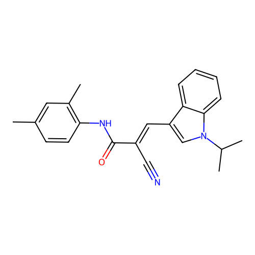 2-cyano-N-(2,4-dimethylphenyl)-3-(1-propan-2-ylindol-3-yl)prop-2-enamide structure