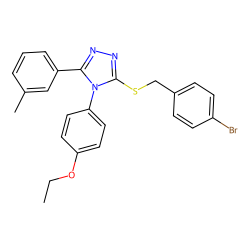 3-[(4-bromophenyl)methylsulfanyl]-4-(4-ethoxyphenyl)-5-(3-methylphenyl)-1,2,4-triazole structure