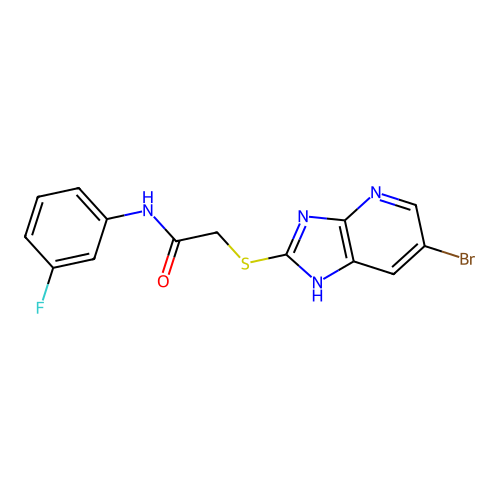 2-[(6-bromo-3H-imidazo[4,5-b]pyridin-2-yl)sulfanyl]-N-(3-fluorophenyl)acetamide structure