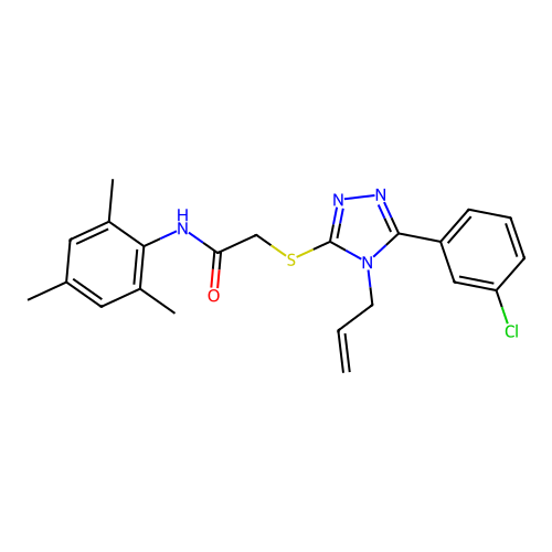 2-{[5-(3-chlorophenyl)-4-(prop-2-en-1-yl)-4H-1,2,4-triazol-3-yl]sulfanyl}-N-(2,4,6-trimethylphenyl)acetamide structure