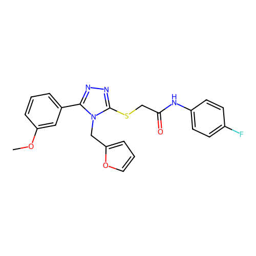 N-(4-fluorophenyl)-2-{[4-(furan-2-ylmethyl)-5-(3-methoxyphenyl)-4H-1,2,4-triazol-3-yl]sulfanyl}acetamide structure
