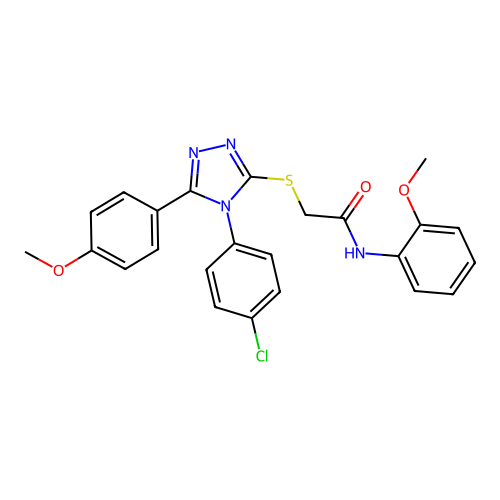 2-{[4-(4-chlorophenyl)-5-(4-methoxyphenyl)-4H-1,2,4-triazol-3-yl]sulfanyl}-N-(2-methoxyphenyl)acetamide structure
