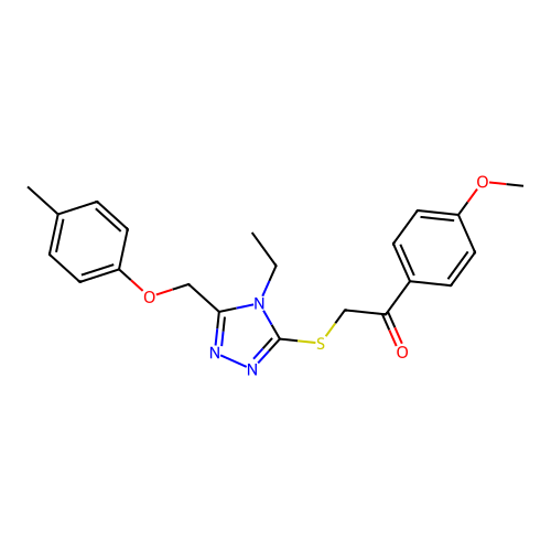 2-((4-ethyl-5-((p-tolyloxy)methyl)-4H-1,2,4-triazol-3-yl)thio)-1-(4-methoxyphenyl)ethanone structure