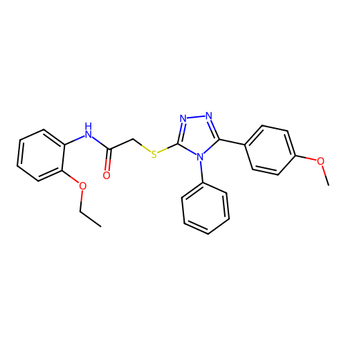 N-(2-ethoxyphenyl)-2-[[5-(4-methoxyphenyl)-4-phenyl-1,2,4-triazol-3-yl]sulfanyl]acetamide structure