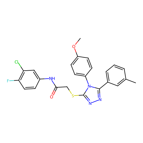 N-(3-chloro-4-fluorophenyl)-2-{[4-(4-methoxyphenyl)-5-(3-methylphenyl)-4H-1,2,4-triazol-3-yl]sulfanyl}acetamide structure