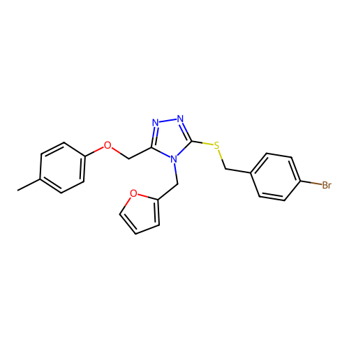 3-((4-bromobenzyl)thio)-4-(furan-2-ylmethyl)-5-((p-tolyloxy)methyl)-4H-1,2,4-triazole structure