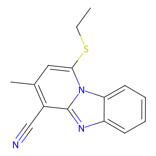 1-Ethylsulfanyl-3-methylpyrido[1,2-a]benzimidazole-4-carbonitrile structure