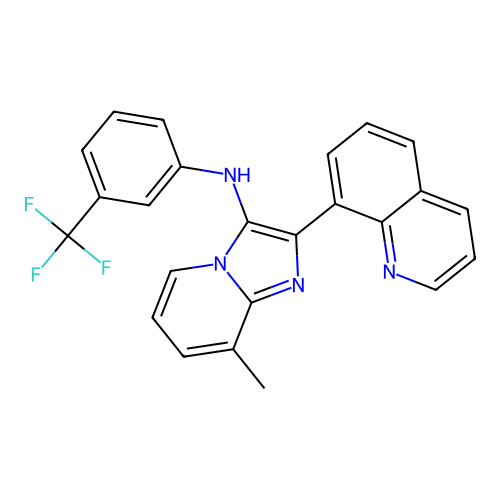 8-methyl-2-(quinolin-8-yl)-N-(3-(trifluoromethyl)phenyl)imidazo[1,2-a]pyridin-3-amine structure