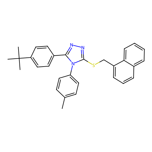 3-(4-tert-butylphenyl)-4-(4-methylphenyl)-5-[(naphthalen-1-ylmethyl)sulfanyl]-4H-1,2,4-triazole structure
