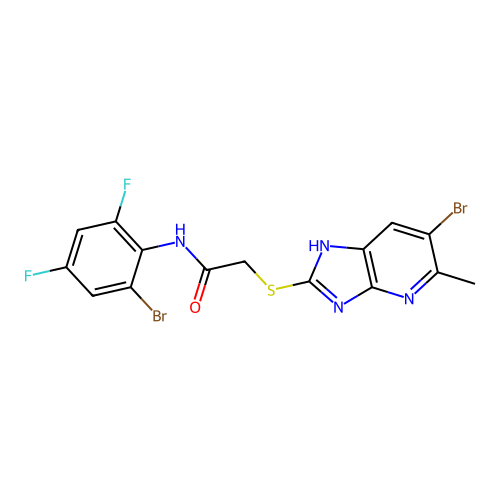 C15H10Br2F2N4OS structure