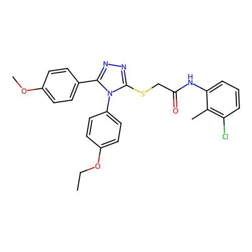 N-(3-chloro-2-methylphenyl)-2-{[4-(4-ethoxyphenyl)-5-(4-methoxyphenyl)-4H-1,2,4-triazol-3-yl]sulfanyl}acetamide structure
