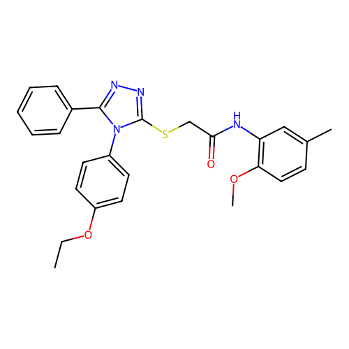 2-{[4-(4-ethoxyphenyl)-5-phenyl-4H-1,2,4-triazol-3-yl]sulfanyl}-N-(2-methoxy-5-methylphenyl)acetamide structure