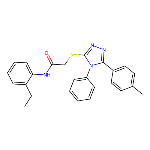 N-(2-ethylphenyl)-2-[[5-(4-methylphenyl)-4-phenyl-1,2,4-triazol-3-yl]sulfanyl]acetamide structure