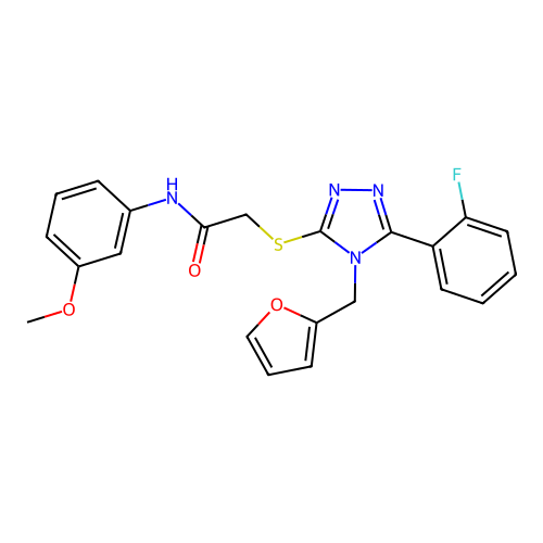 2-{[5-(2-fluorophenyl)-4-(furan-2-ylmethyl)-4H-1,2,4-triazol-3-yl]sulfanyl}-N-(3-methoxyphenyl)acetamide structure