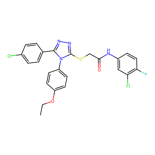 N-(3-chloro-4-fluorophenyl)-2-{[5-(4-chlorophenyl)-4-(4-ethoxyphenyl)-4H-1,2,4-triazol-3-yl]sulfanyl}acetamide structure