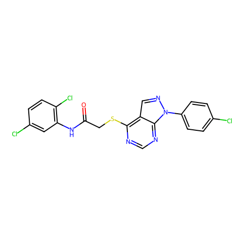 2-((1-(4-chlorophenyl)-1H-pyrazolo[3,4-d]pyrimidin-4-yl)thio)-N-(2,5-dichlorophenyl)acetamide structure