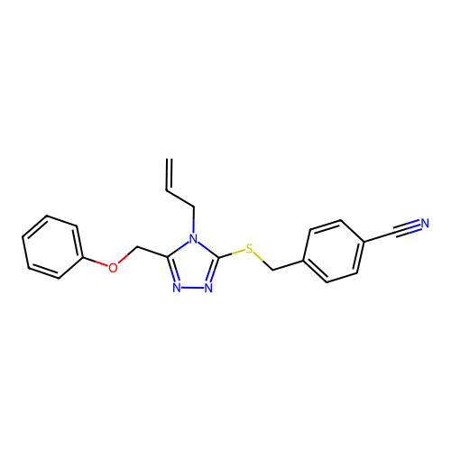 4-(((4-allyl-5-(phenoxymethyl)-4H-1,2,4-triazol-3-yl)thio)methyl)benzonitrile structure