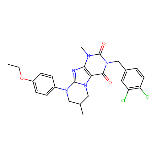 3-(3,4-dichlorobenzyl)-9-(4-ethoxyphenyl)-1,7-dimethyl-6,7,8,9-tetrahydropyrimido[2,1-f]purine-2,4(1H,3H)-dione structure