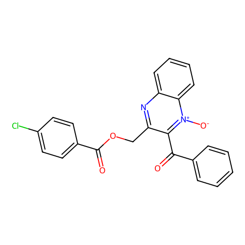 2-Benzoyl-3-(((4-chlorobenzoyl)oxy)methyl)quinoxaline 1-oxide structure