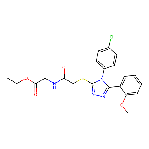 ethyl 2-(2-((4-(4-chlorophenyl)-5-(2-methoxyphenyl)-4H-1,2,4-triazol-3-yl)thio)acetamido)acetate structure