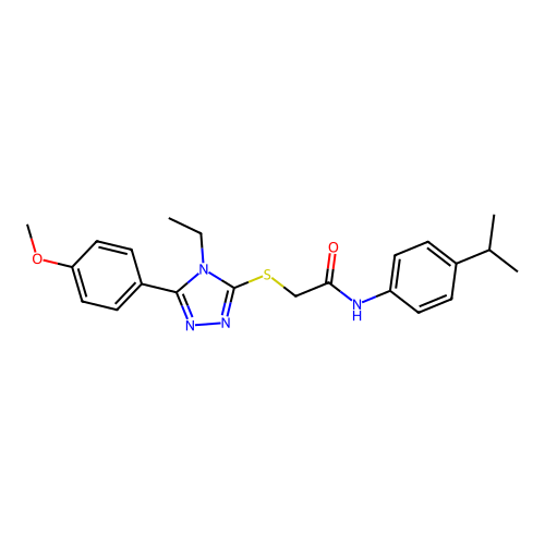 2-{[4-ethyl-5-(4-methoxyphenyl)-4H-1,2,4-triazol-3-yl]sulfanyl}-N-[4-(propan-2-yl)phenyl]acetamide structure