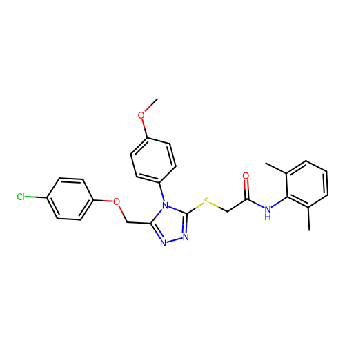 2-((5-((4-chlorophenoxy)methyl)-4-(4-methoxyphenyl)-4H-1,2,4-triazol-3-yl)thio)-N-(2,6-dimethylphenyl)acetamide structure