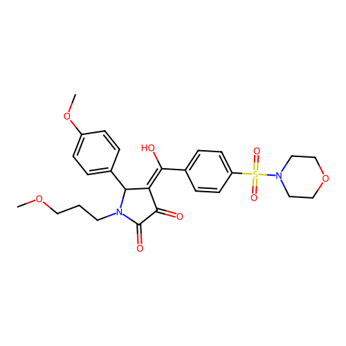 (4E)-4-[hydroxy-(4-morpholin-4-ylsulfonylphenyl)methylidene]-5-(4-methoxyphenyl)-1-(3-methoxypropyl)pyrrolidine-2,3-dione structure