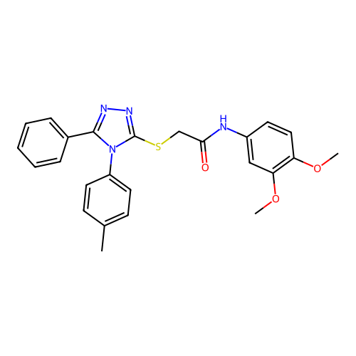 N-(3,4-dimethoxyphenyl)-2-[[4-(4-methylphenyl)-5-phenyl-1,2,4-triazol-3-yl]sulfanyl]acetamide structure