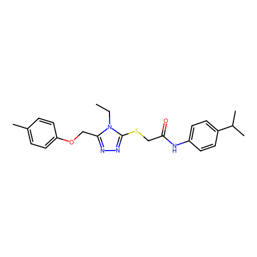 2-((4-ethyl-5-((p-tolyloxy)methyl)-4H-1,2,4-triazol-3-yl)thio)-N-(4-isopropylphenyl)acetamide structure