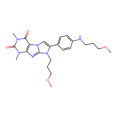 6-(3-methoxypropyl)-7-[4-(3-methoxypropylamino)phenyl]-2,4-dimethylpurino[7,8-a]imidazole-1,3-dione structure