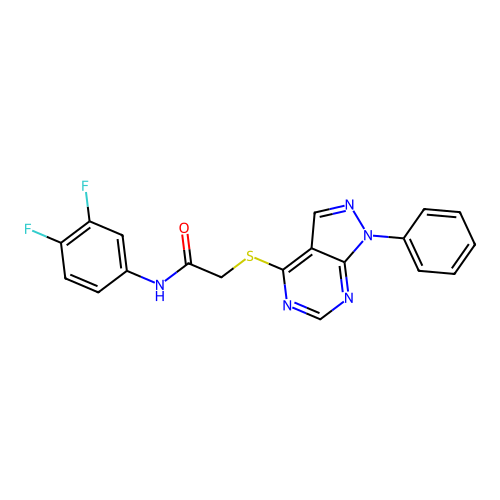 N-(3,4-difluorophenyl)-2-((1-phenyl-1H-pyrazolo[3,4-d]pyrimidin-4-yl)thio)acetamide structure