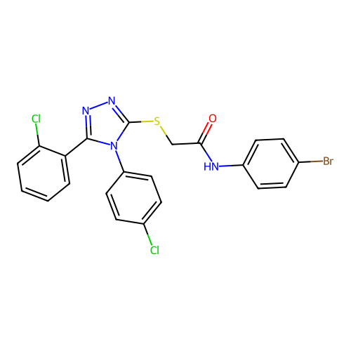 N-(4-bromophenyl)-2-[[5-(2-chlorophenyl)-4-(4-chlorophenyl)-1,2,4-triazol-3-yl]sulfanyl]acetamide structure