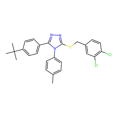 3-(4-(tert-butyl)phenyl)-5-((3,4-dichlorobenzyl)thio)-4-(p-tolyl)-4H-1,2,4-triazole structure