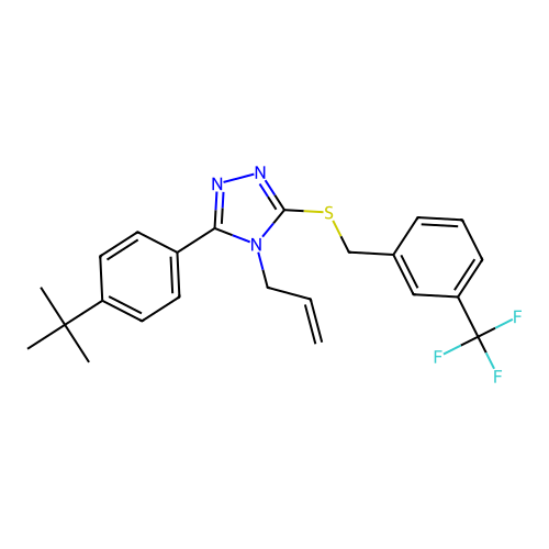 4-allyl-3-(4-(tert-butyl)phenyl)-5-((3-(trifluoromethyl)benzyl)thio)-4H-1,2,4-triazole structure