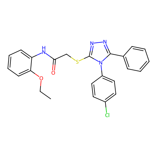 2-[[4-(4-chlorophenyl)-5-phenyl-1,2,4-triazol-3-yl]sulfanyl]-N-(2-ethoxyphenyl)acetamide structure