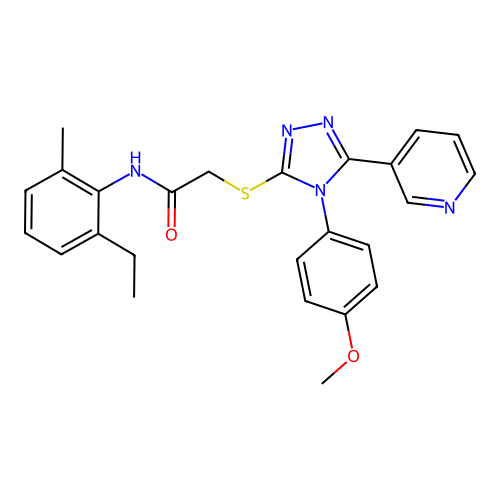 N-(2-ethyl-6-methylphenyl)-2-((4-(4-methoxyphenyl)-5-(pyridin-3-yl)-4H-1,2,4-triazol-3-yl)thio)acetamide structure