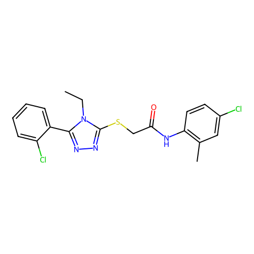 N-(4-chloro-2-methylphenyl)-2-{[5-(2-chlorophenyl)-4-ethyl-4H-1,2,4-triazol-3-yl]sulfanyl}acetamide structure