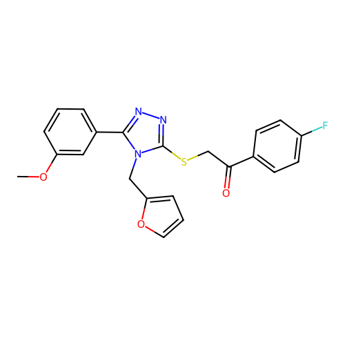 1-(4-fluorophenyl)-2-((4-(furan-2-ylmethyl)-5-(3-methoxyphenyl)-4H-1,2,4-triazol-3-yl)thio)ethanone structure