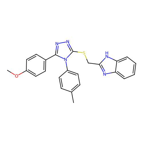 1-[5-(benzimidazol-2-ylmethylthio)-4-(4-methylphenyl)(1,2,4-triazol-3-yl)]-4-m ethoxybenzene structure