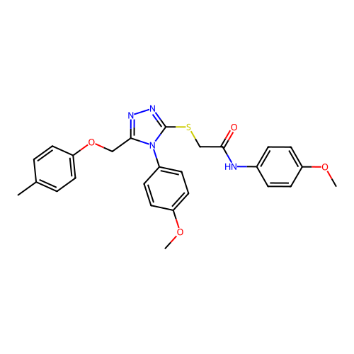 N-(4-methoxyphenyl)-2-((4-(4-methoxyphenyl)-5-((p-tolyloxy)methyl)-4H-1,2,4-triazol-3-yl)thio)acetamide structure