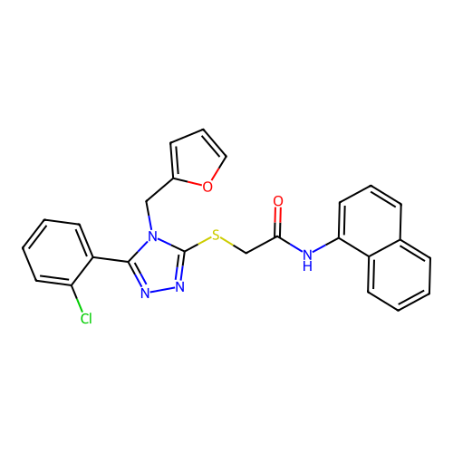 2-{[5-(2-chlorophenyl)-4-(furan-2-ylmethyl)-4H-1,2,4-triazol-3-yl]sulfanyl}-N-(naphthalen-1-yl)acetamide structure