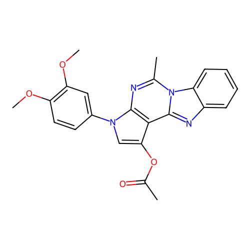 3-(3,4-dimethoxyphenyl)-5-methyl-3H-benzo[4,5]imidazo[1,2-c]pyrrolo[3,2-e]pyrimidin-1-yl acetate structure
