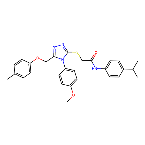 2-({4-(4-methoxyphenyl)-5-[(4-methylphenoxy)methyl]-4H-1,2,4-triazol-3-yl}sulfanyl)-N-[4-(propan-2-yl)phenyl]acetamide structure